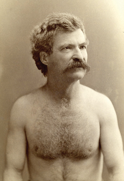 Mark Twain without a shirt