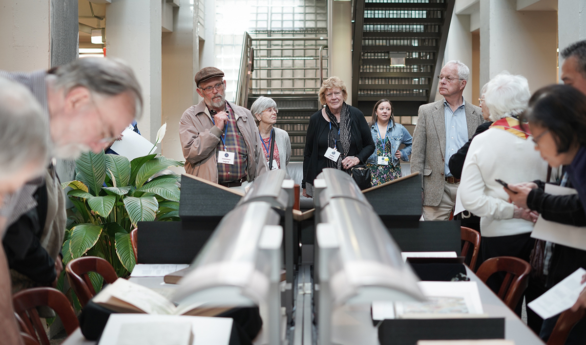 Guests look at display items